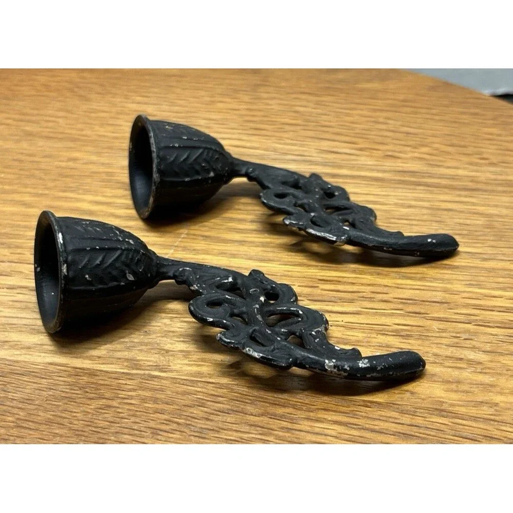Two Vintage Ornate Candle Snuffers Collectible Metal Farmhouse Country Deco READ